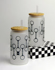 Snaffle Bit Glass Tumbler with Bamboo Lid and Straw - Horse & Hound Tack Shop