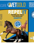 VetGold Shampoo Repel It Natural Fly, Tick & Flea Repellent 1000ml - Horse & Hound Tack Shop