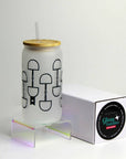 D-Ring Glass Tumbler with Bamboo Lid and Straw