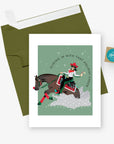 Sliding In Holiday Card - Reining Horse Cowgirl Christmas: Single Card - Horse & Hound Tack Shop