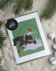 Sliding In Holiday Card - Reining Horse Cowgirl Christmas: Single Card - Horse & Hound Tack Shop