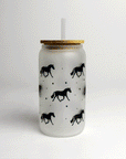 Trotting Horse Glass Tumbler with Bamboo Lid and Straw - Horse & Hound Tack Shop