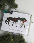 Eat + Be Merry English Equestrian Christmas Card: Single Card - Horse & Hound Tack Shop