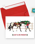 Eat + Be Merry Western Cowgirl Christmas Card: Single Card - Horse & Hound Tack Shop