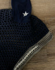 EquStar Bonnet Navy w/ Beige/White Piping & Gems - Horse & Hound Tack Shop