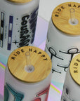 D-Ring Glass Tumbler with Bamboo Lid and Straw