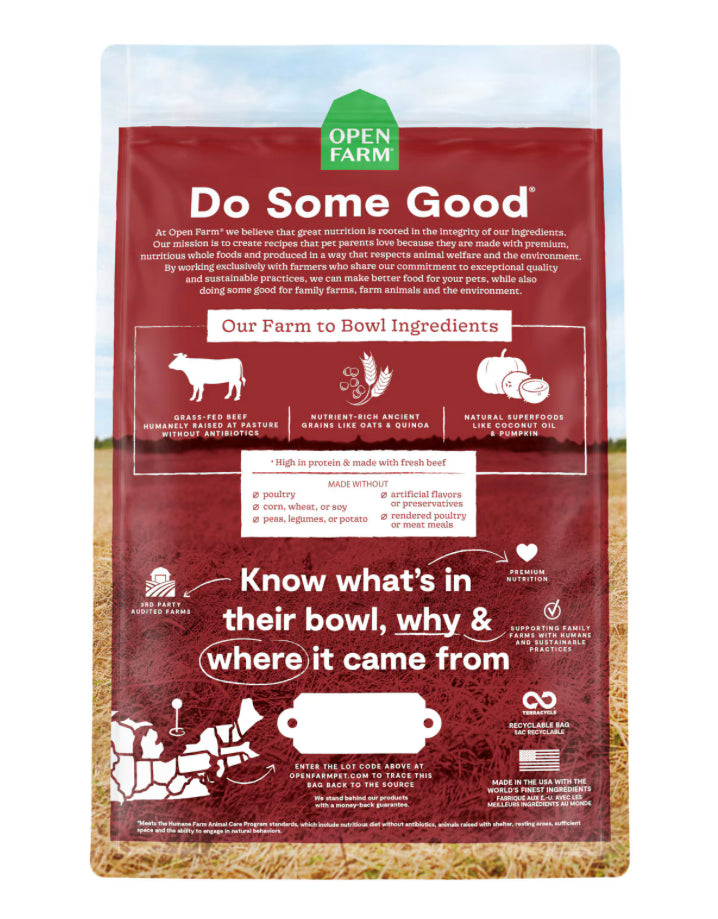 Open Farm® Grass-Fed Beef Grain-Free Dry Dog Food | Horse & Hound Tack Shop - Grain Free Dog Food With Beef And Goose And Green Peas
