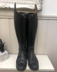 Petrie Black Leather Dressage Boots w/ Snakeskin Trim