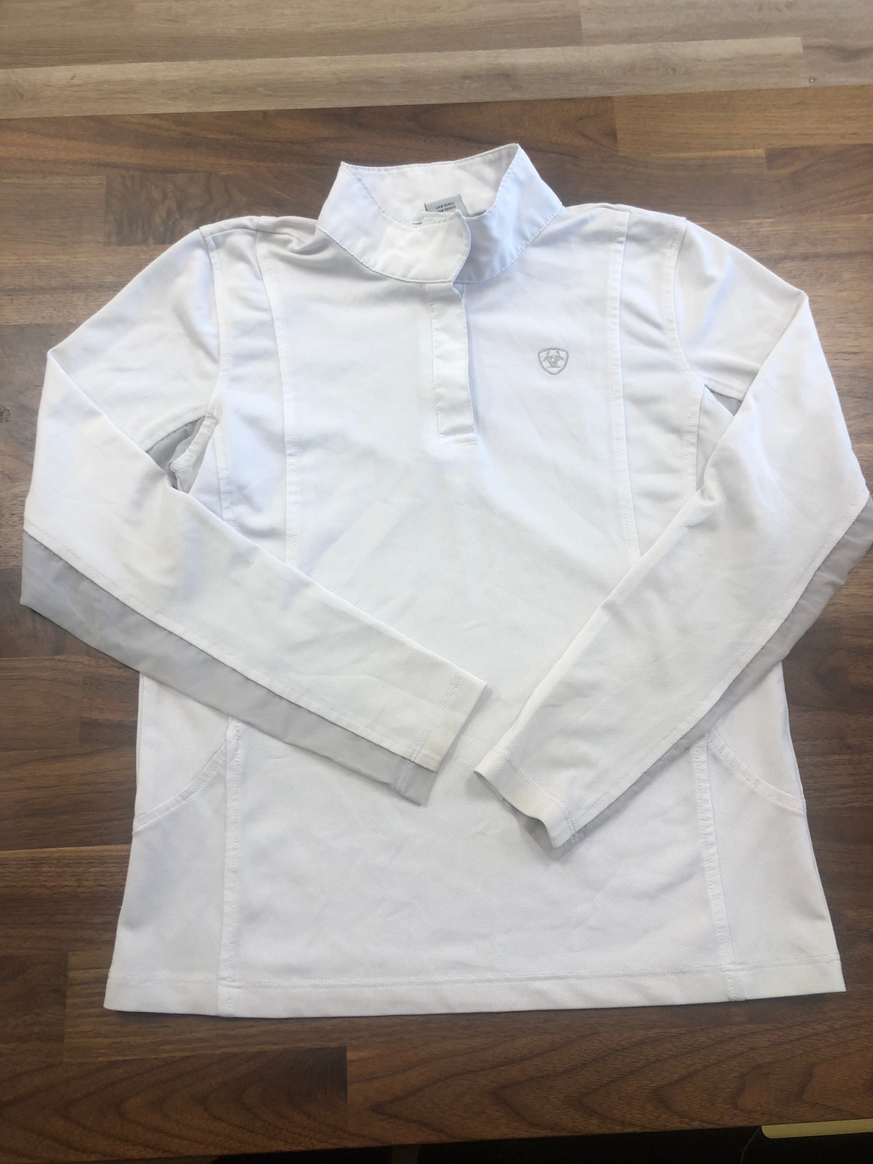 Kid’s Ariat Pro Series White Mesh Long Sleeve Show Shirt - small