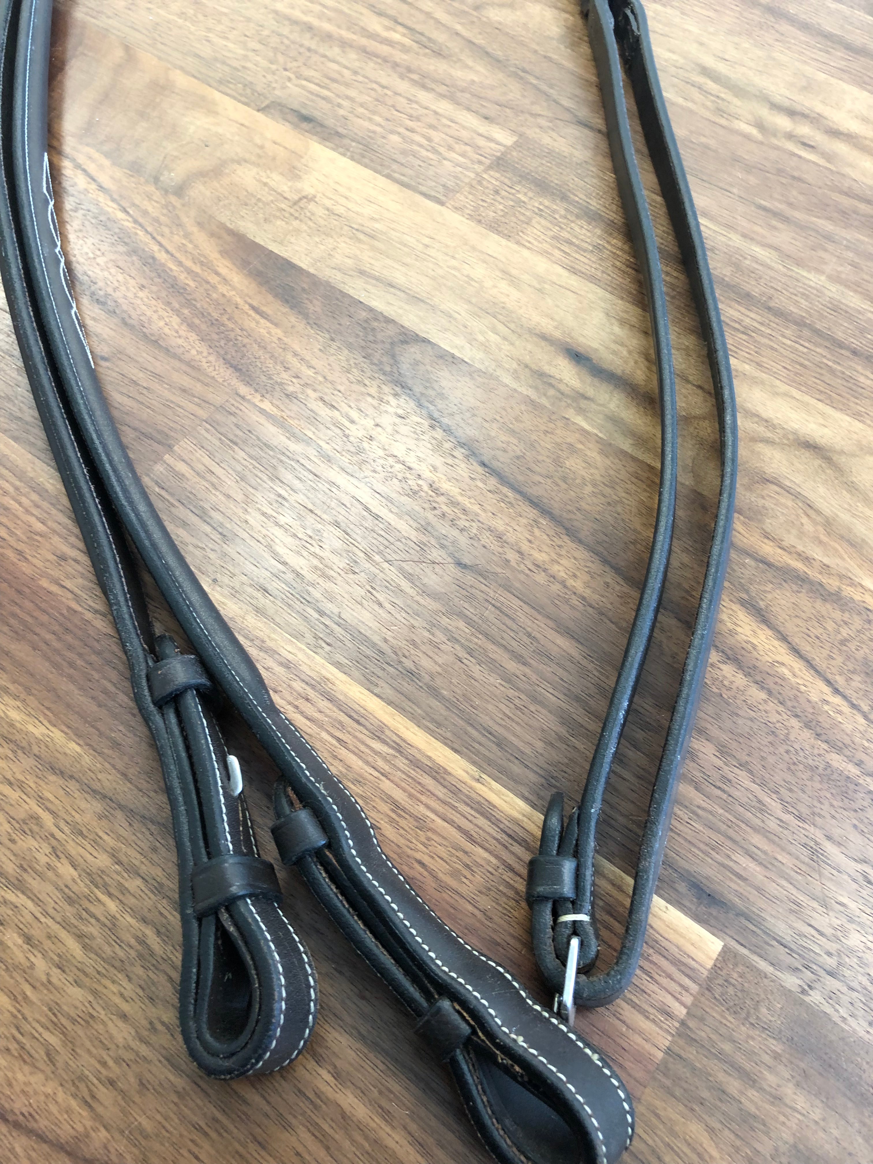 Fine Used KL Select Fancy Stitched Laced Reins - Dark Havana/Full