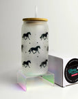 Trotting Horse Glass Tumbler with Bamboo Lid and Straw - Horse & Hound Tack Shop
