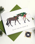 Eat + Be Merry English Equestrian Christmas Card: Single Card - Horse & Hound Tack Shop