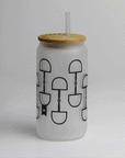D-Ring Glass Tumbler with Bamboo Lid and Straw