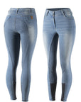 Horze Kaia Womens High Waist Denim Silicone Full Seat Breeches - Horse & Hound Tack Shop