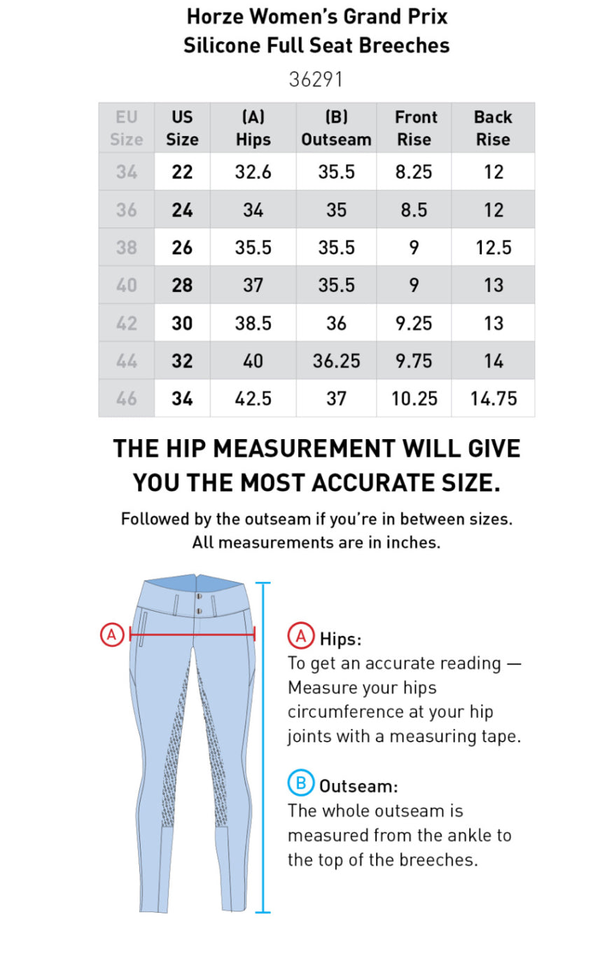Horze Grand Prix Silicone Full Seat Woman’s Breeches - Horse & Hound Tack Shop