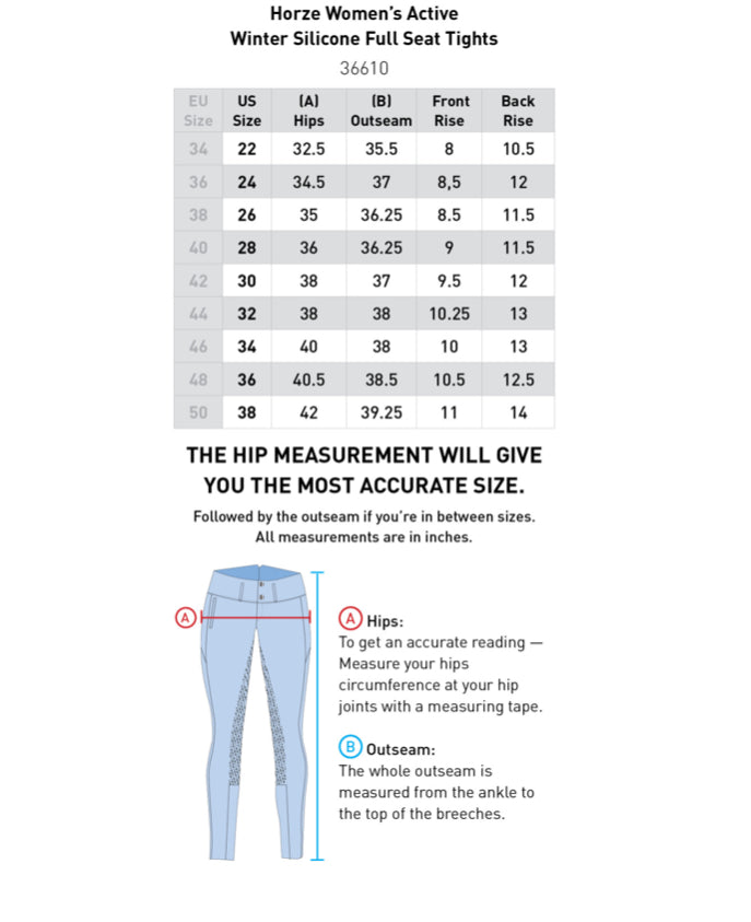 Horze Womens Active Winter Silicone Full Seat Tights - Horse & Hound Tack Shop