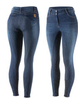 Horze Kaia Womens High Waist Denim Silicone Full Seat Breeches - Horse & Hound Tack Shop