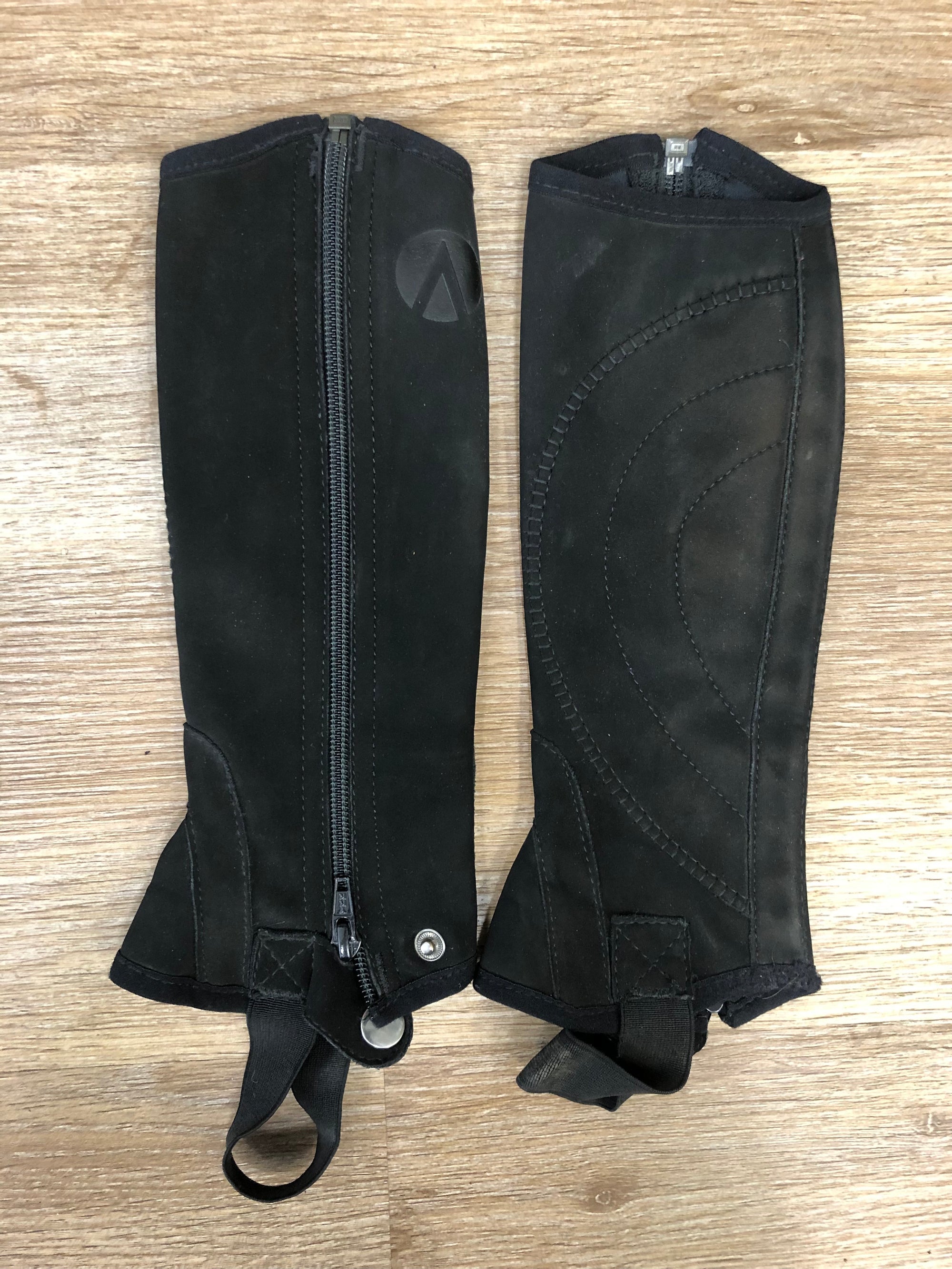 Kids Auken Wash N Wear Black Synthetic Half Chaps - S