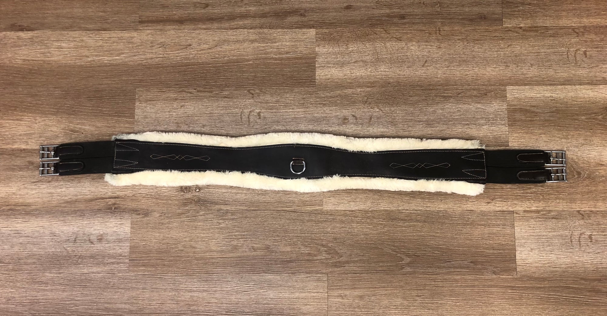 Mondega Fuzzy Leather Girth Dark Brown/Natural - 50”