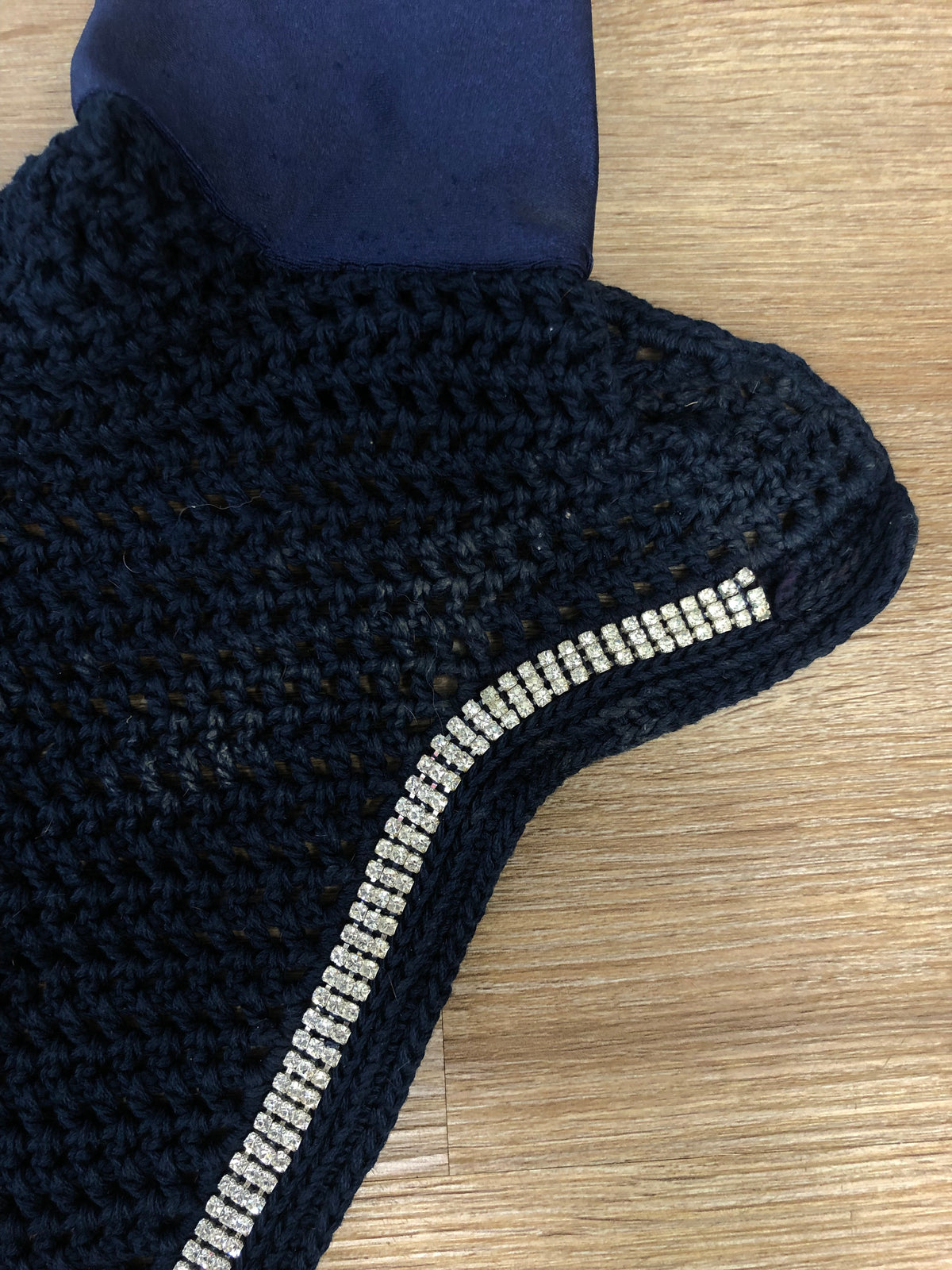 Talisman Bonnet Navy w/ White Gems - Horse & Hound Tack Shop 