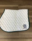 AP Saddle Pad White w/ Green Trim “Woodside Horse Show” - Horse & Hound Tack Shop 