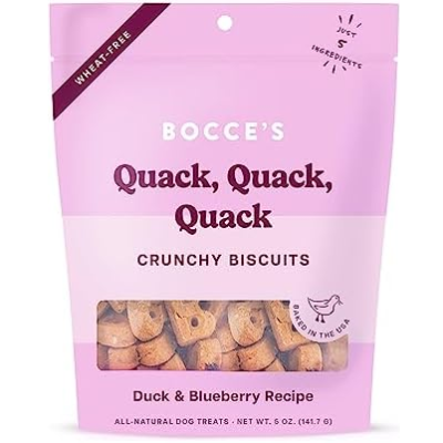 Bocce’s Bakery Crunchy Quack, Quack, Quack Duck & Blueberry Biscuits - Horse & Hound Tack Shop 