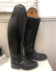 Petrie Black Leather Dressage Boots w/ Snakeskin Trim