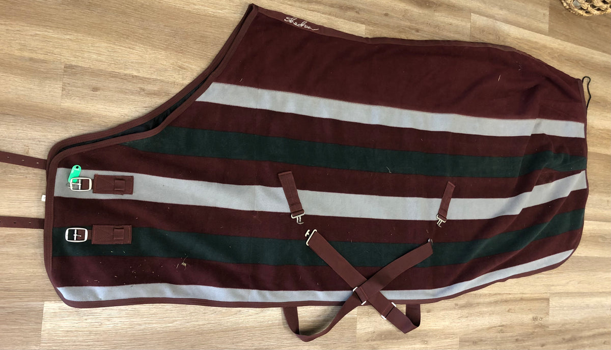 Shedrow Fleece Cooler - XL Burgundy/Green/Gray - Horse &amp; Hound Tack Shop 