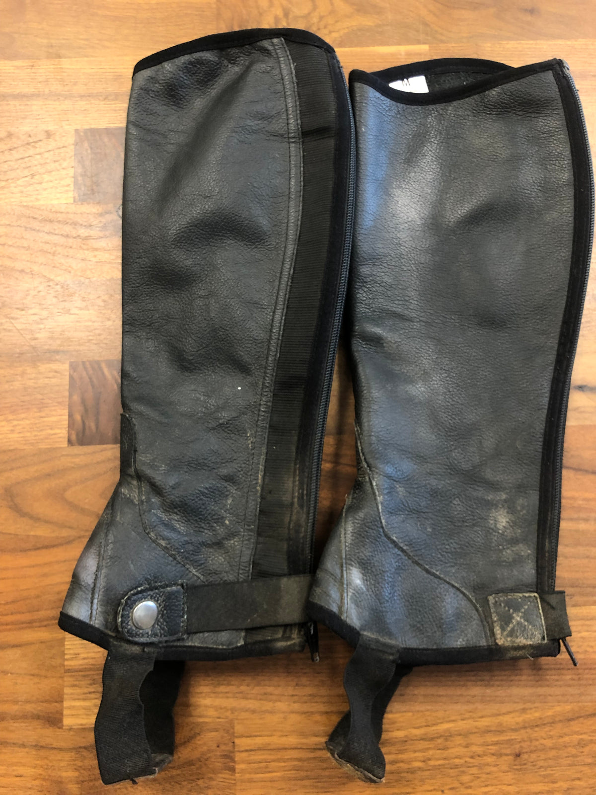 Ladies Black Leather Half Chaps