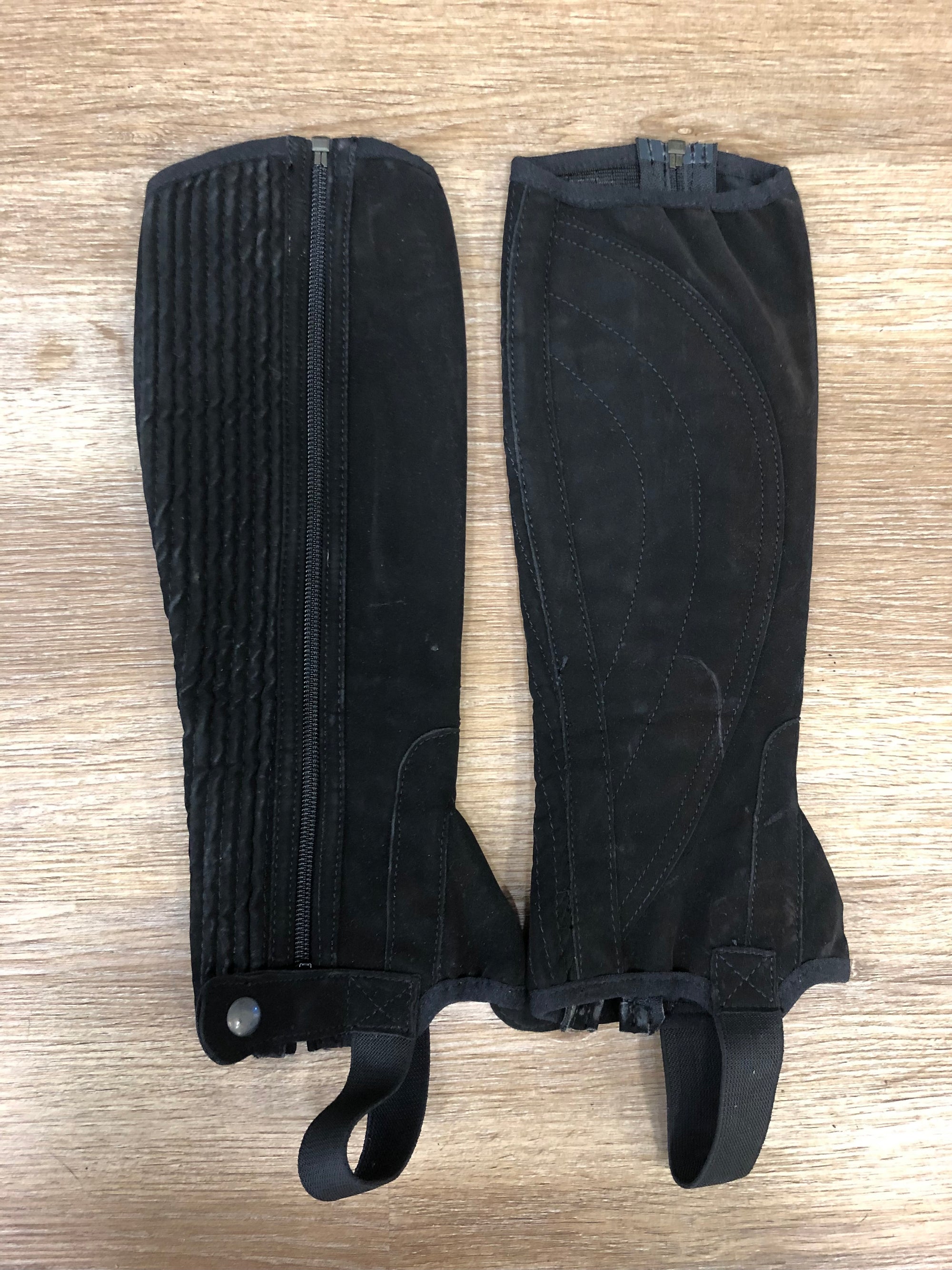 Kids Black Synthetic Stretch Half Chaps - S