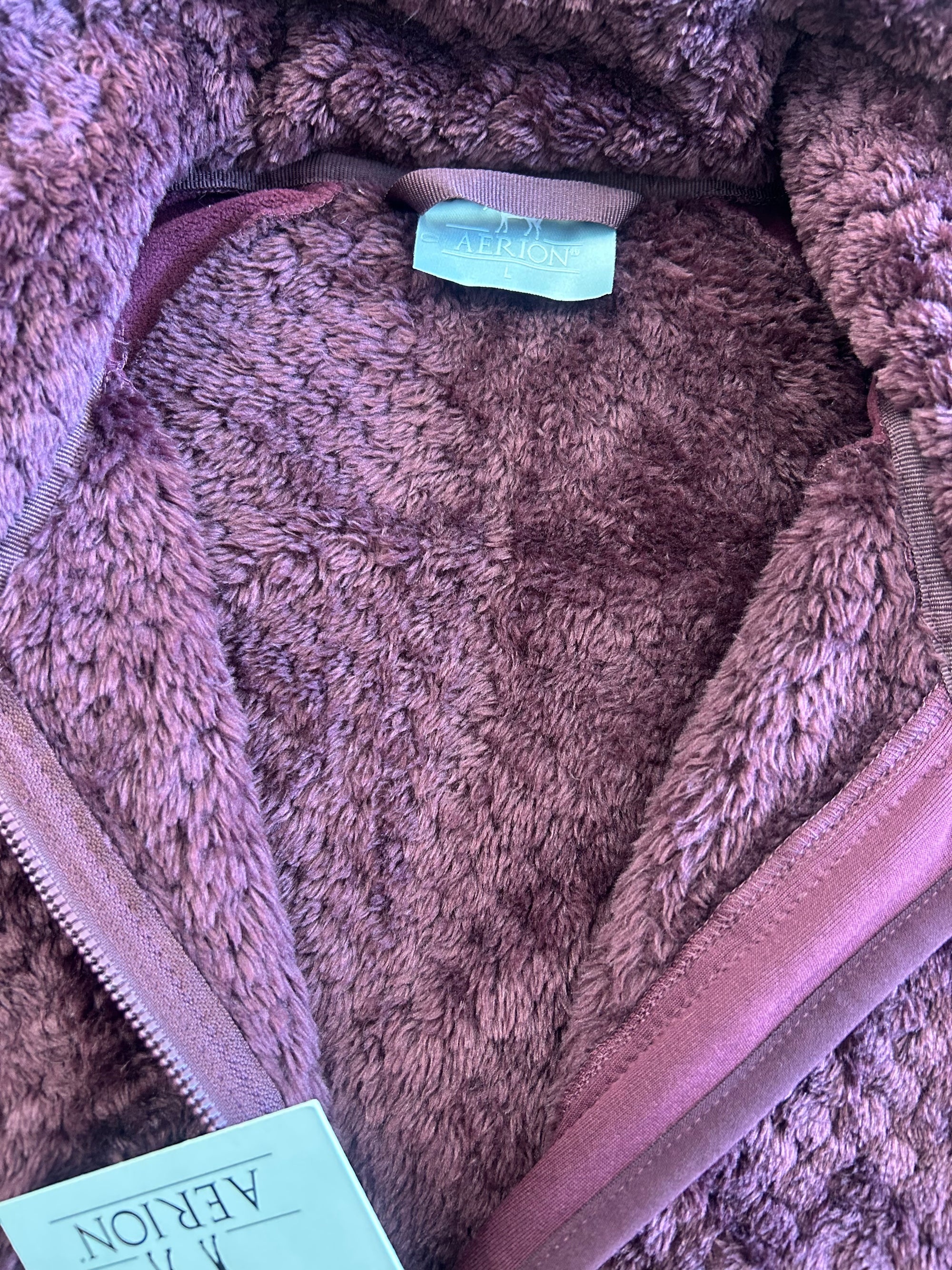 Aerion Burgundy Fuzzy Zip Sweater - Horse & Hound Tack Shop 