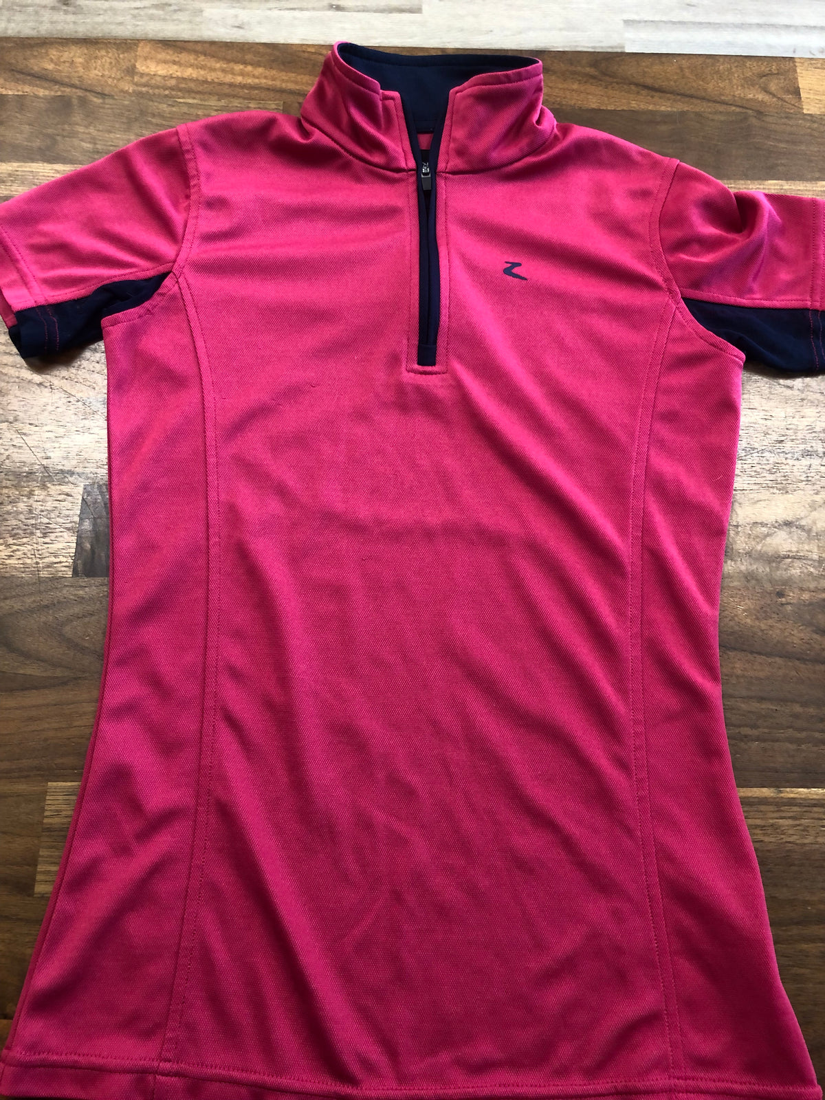 Fine Used Ladies Horze 1/4 Zip Short Sleeve - Pink/Size 2
