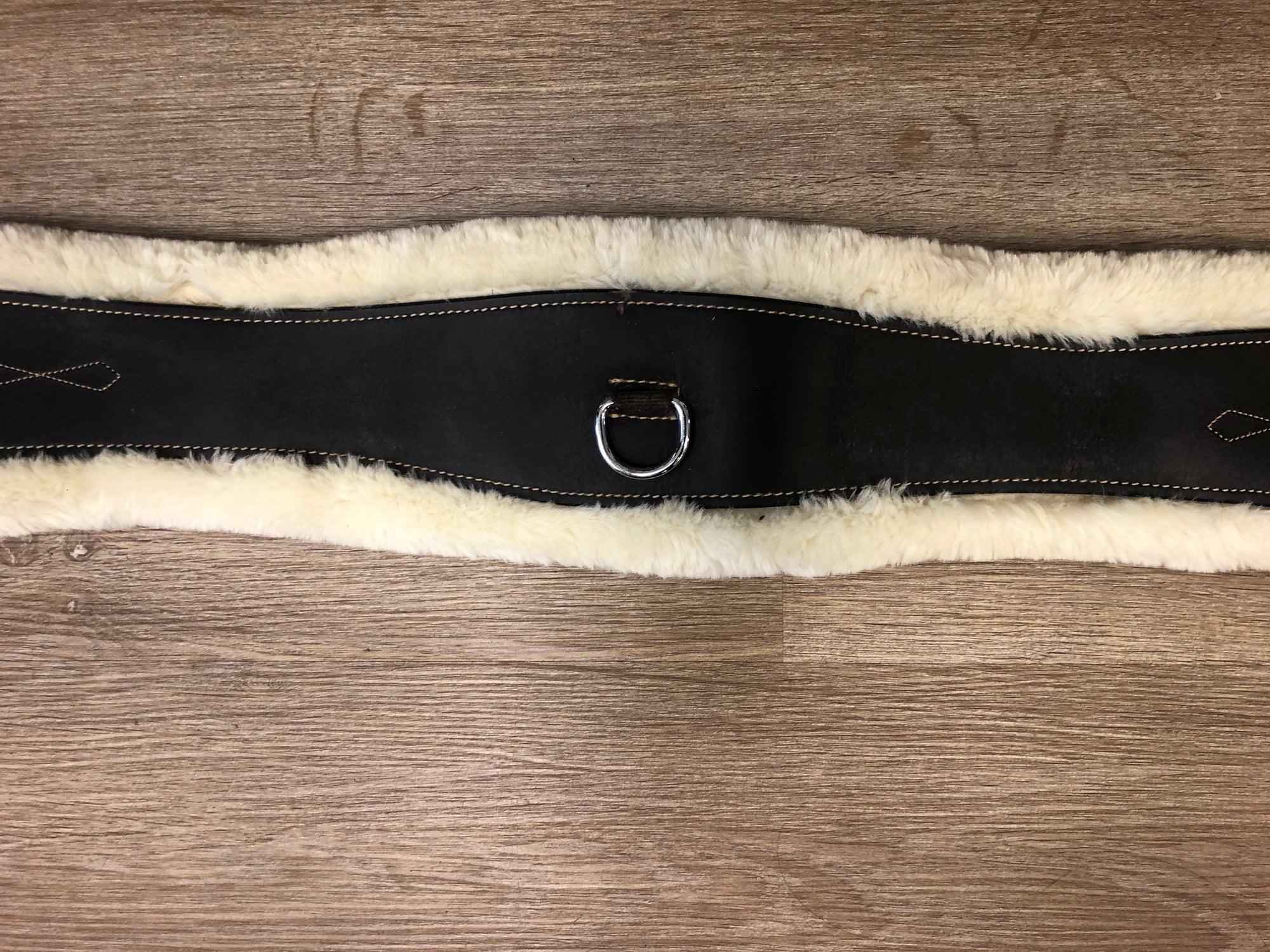 Mondega Fuzzy Leather Girth Dark Brown/Natural - 50”