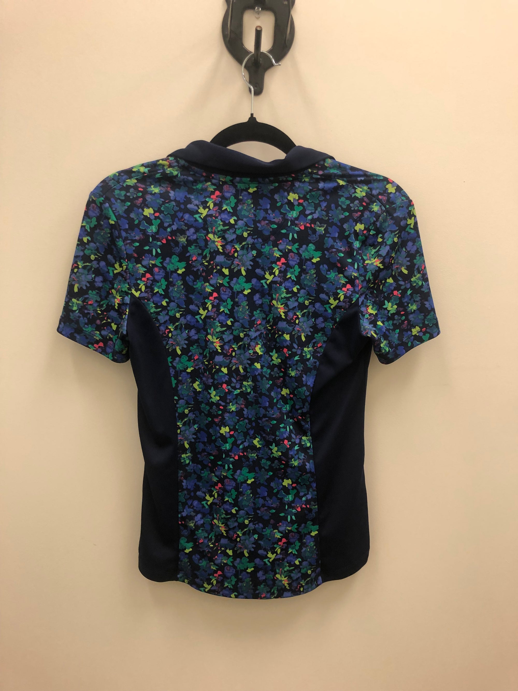 Navy Floral Polo Short Sleeve - S