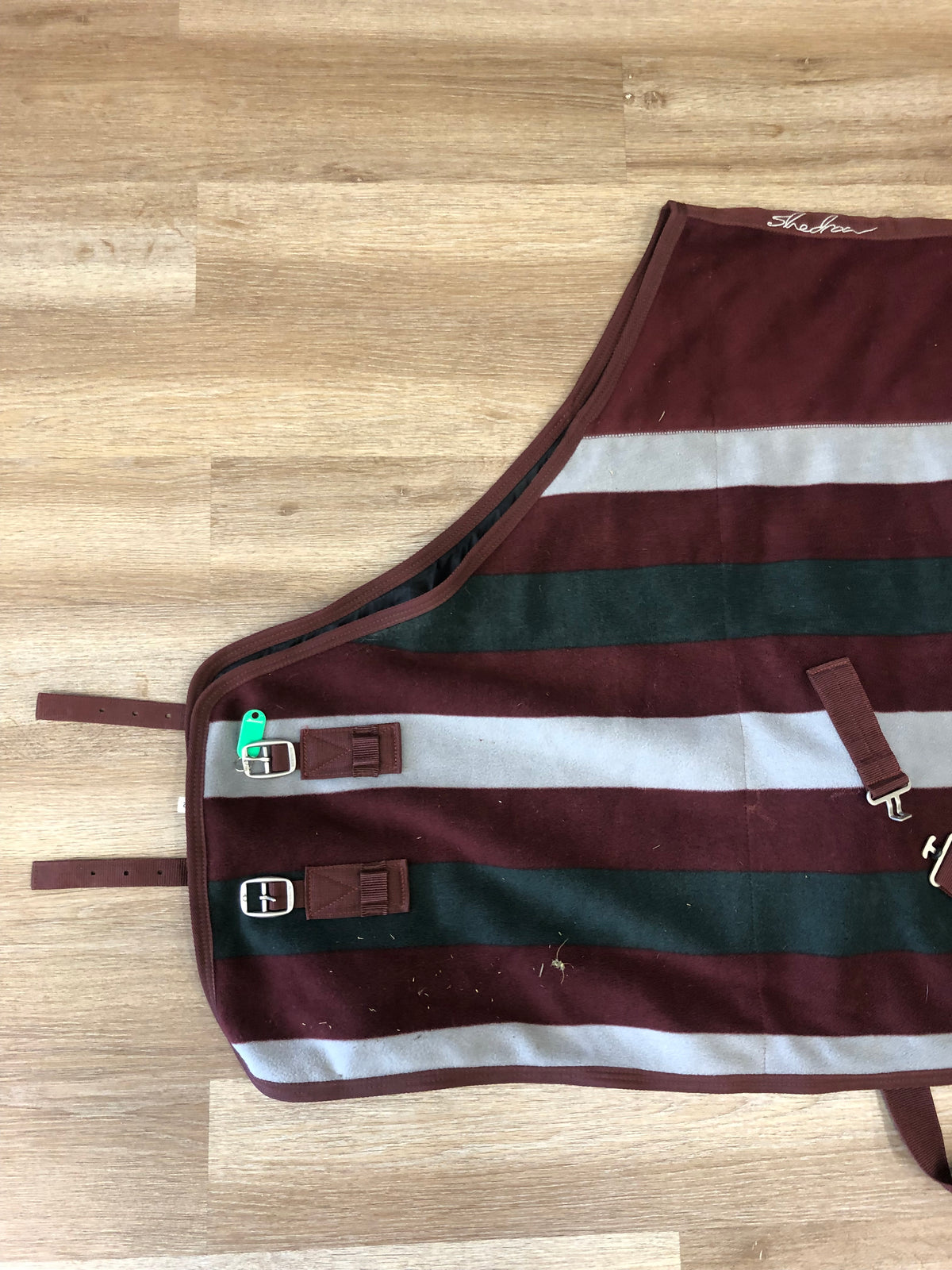Shedrow Fleece Cooler - XL Burgundy/Green/Gray - Horse &amp; Hound Tack Shop 