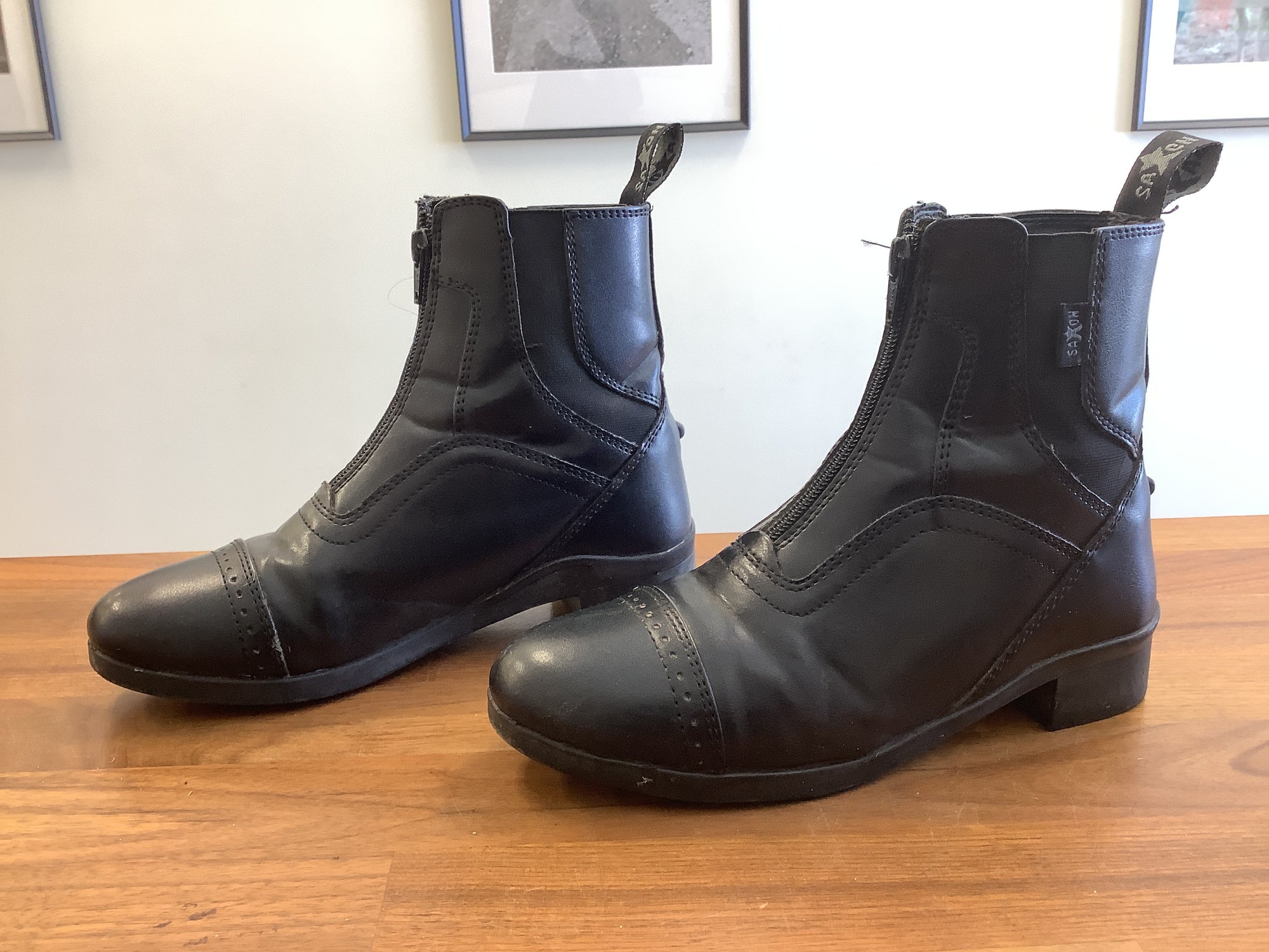 Fine Used Saxon Synthetic Kids Paddock Boots, 4 - Horse & Hound Tack Shop 