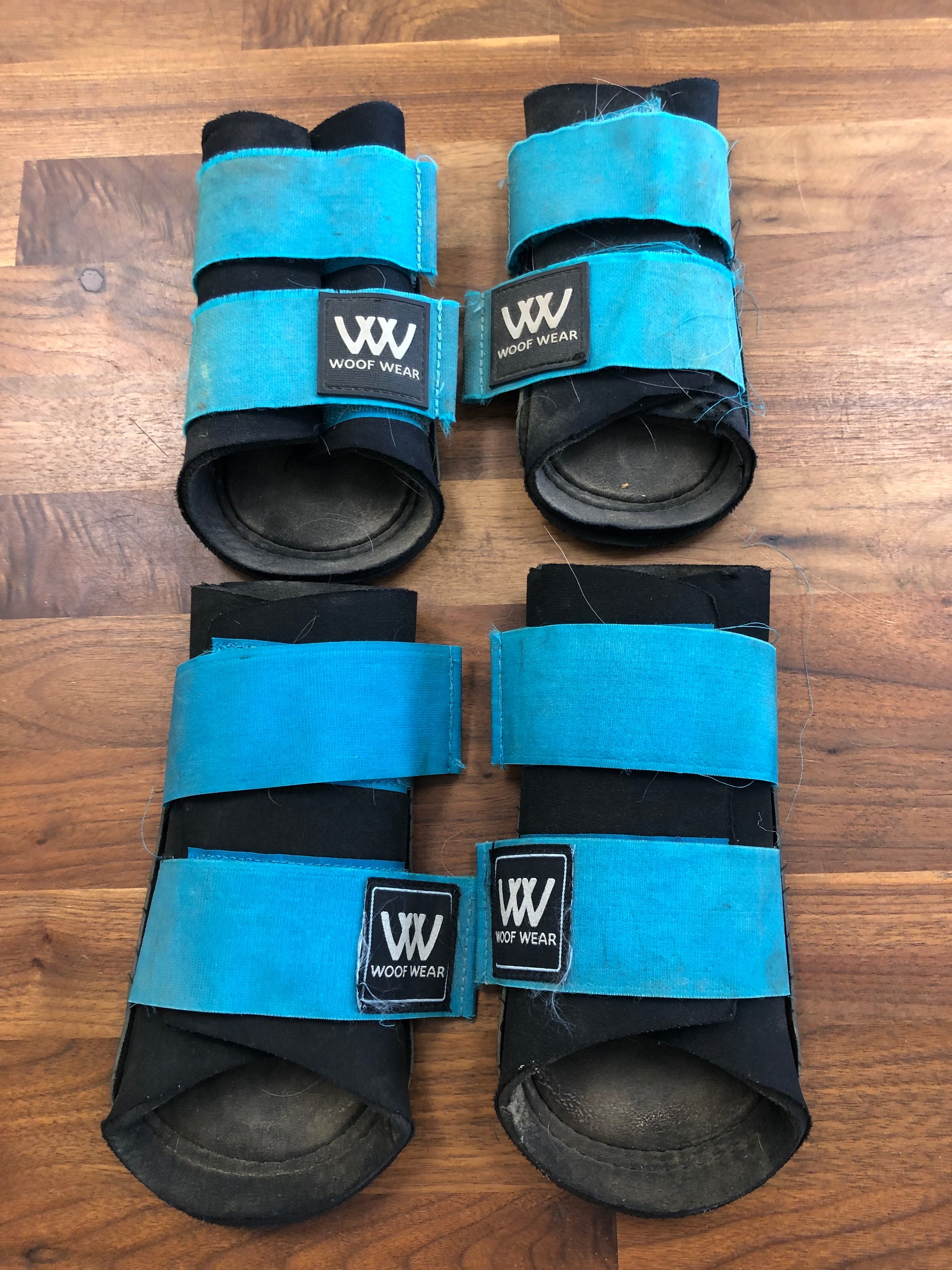 Set of 4 Woof Wear Black/Blue Brush Boots - Pony