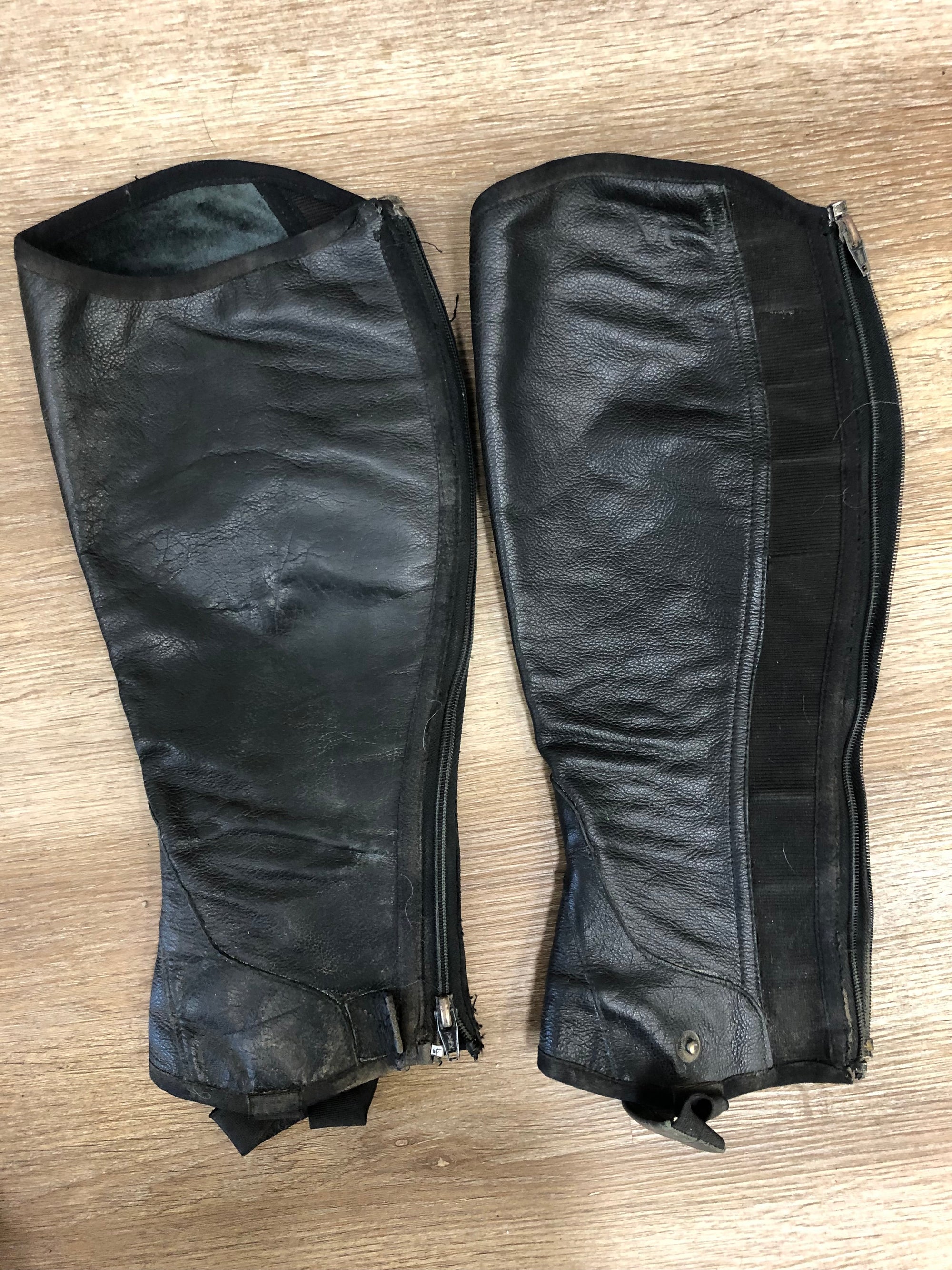 Black Leather Half Chaps - L