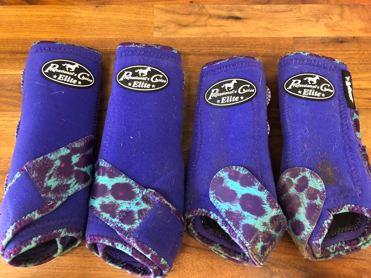 Set of 4 Professional’s Choice VenTech Purple/Teal Leopard Print Boots - S