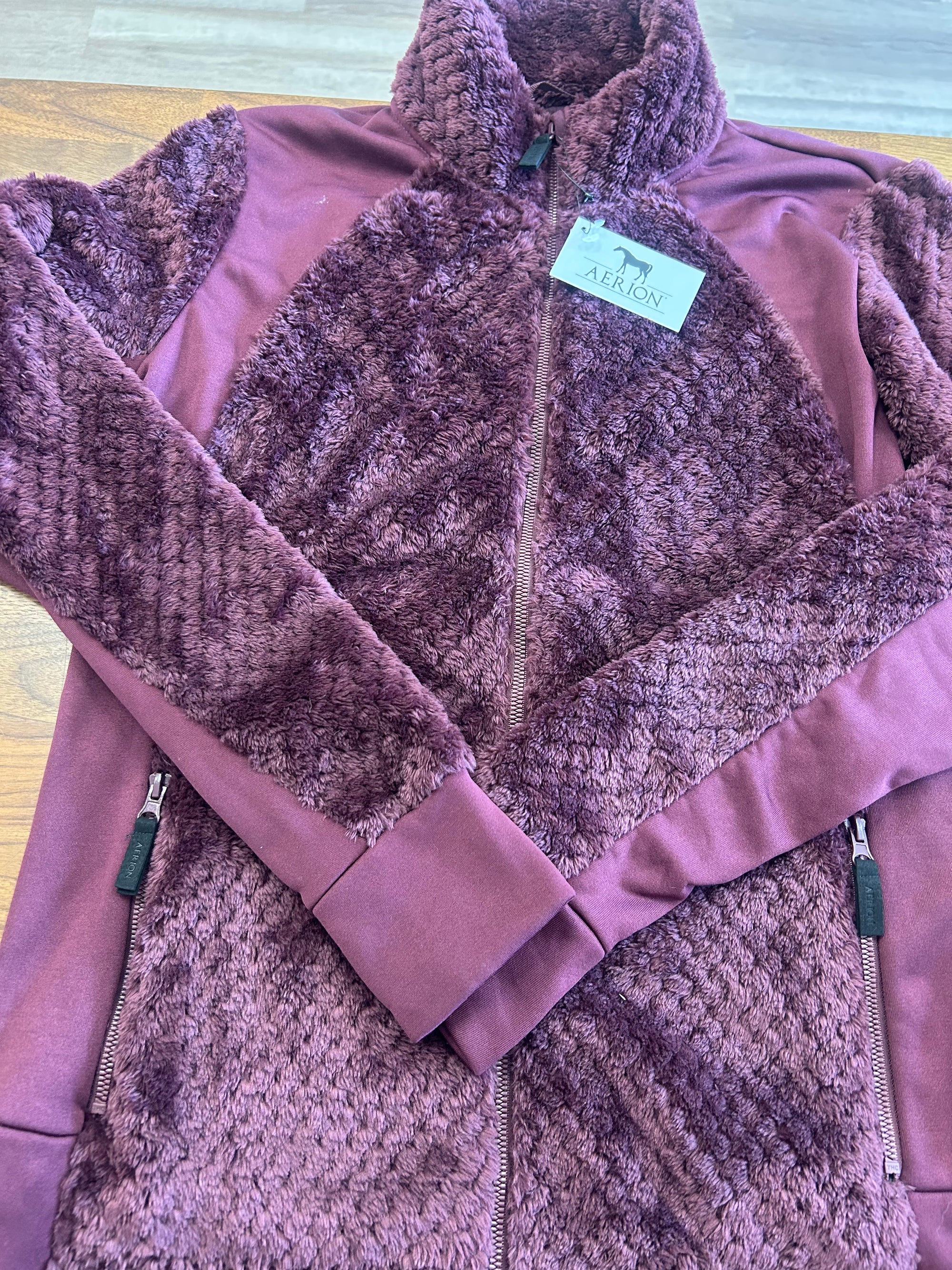 Aerion Burgundy Fuzzy Zip Sweater - Horse & Hound Tack Shop 