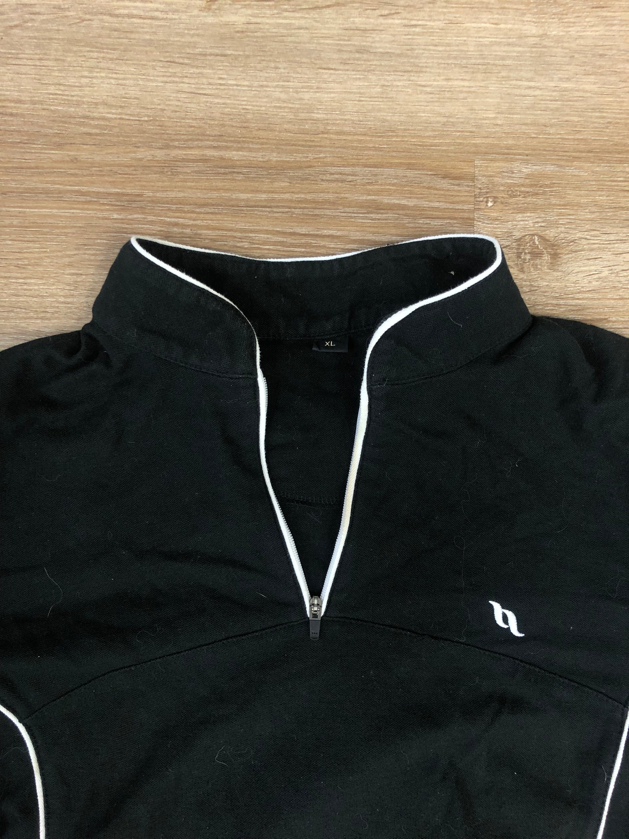Black Back On Track Quarter Zip Polo - XL