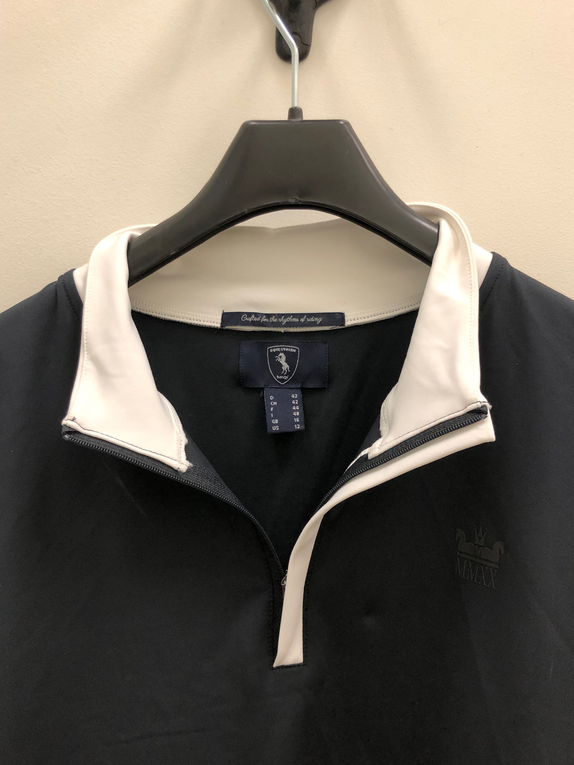 Horze Black Long Sleeve Show Shirt w/ Mesh Sleeves - 12