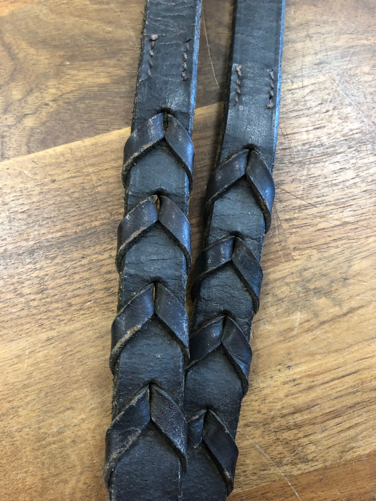 Brown Laced Leather Clip-On Reins