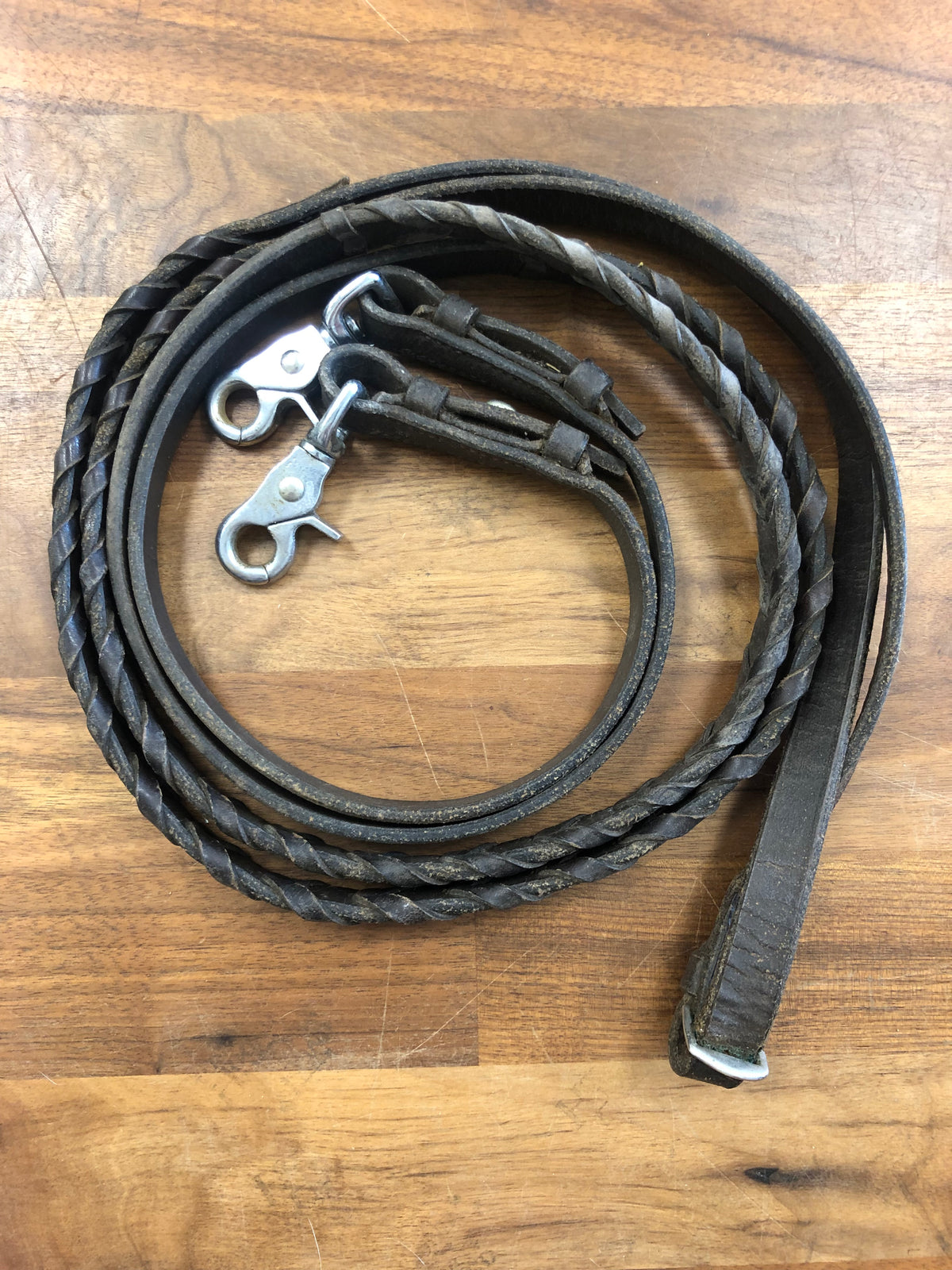 Brown Laced Leather Clip-On Reins
