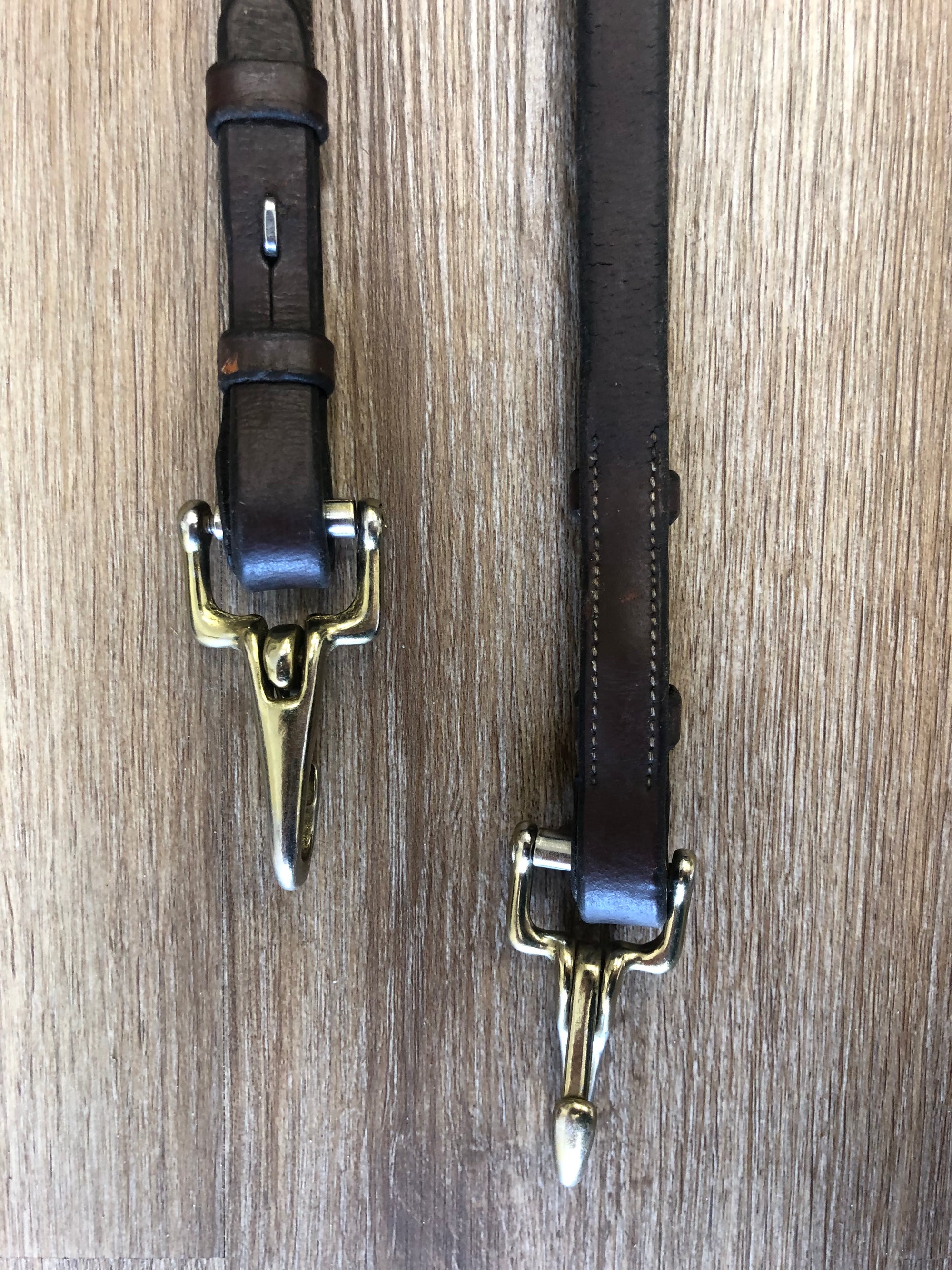 Brown Bridle &amp; Braided Leather Reins w/ Clip On Attachment