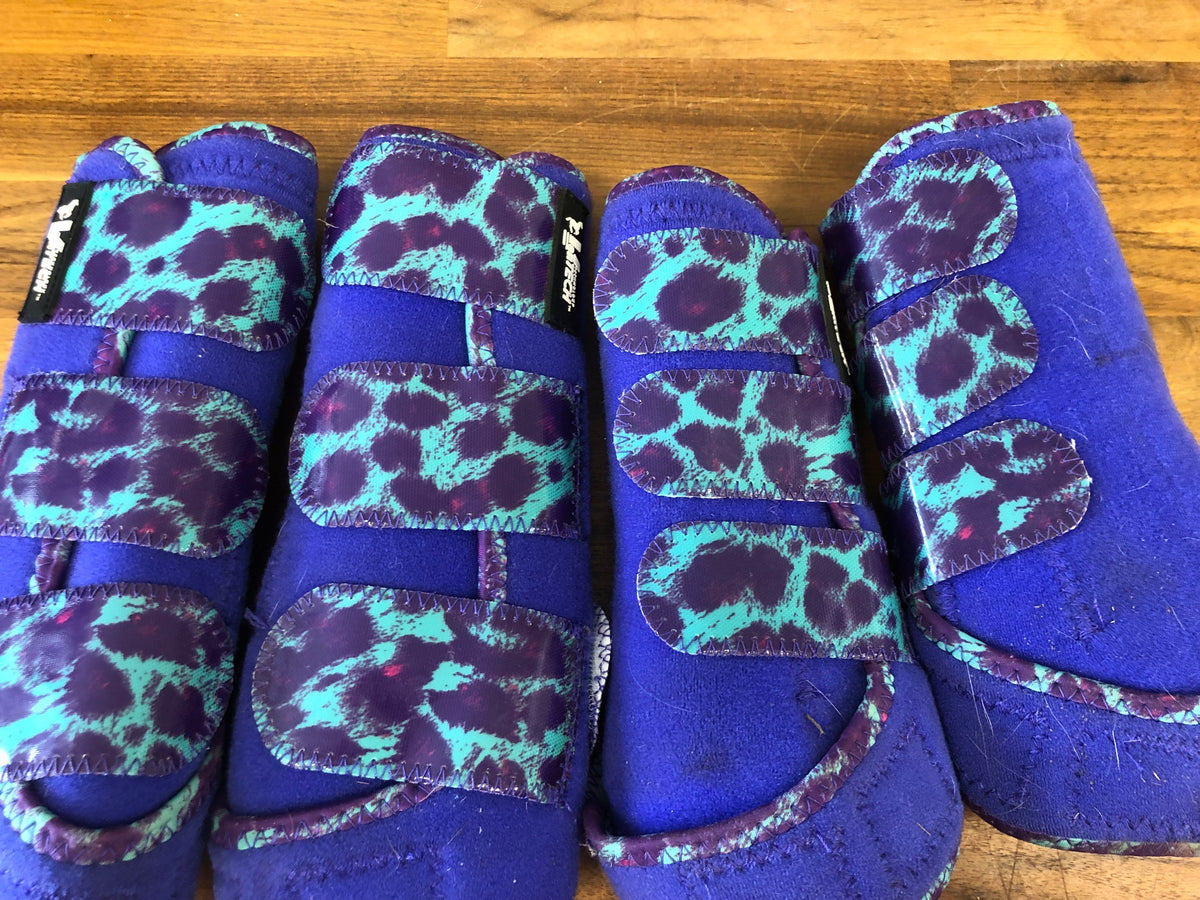 Set of 4 Professional’s Choice VenTech Purple/Teal Leopard Print Boots - S