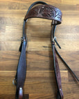 Brown Leather Western Headstall with Tooling