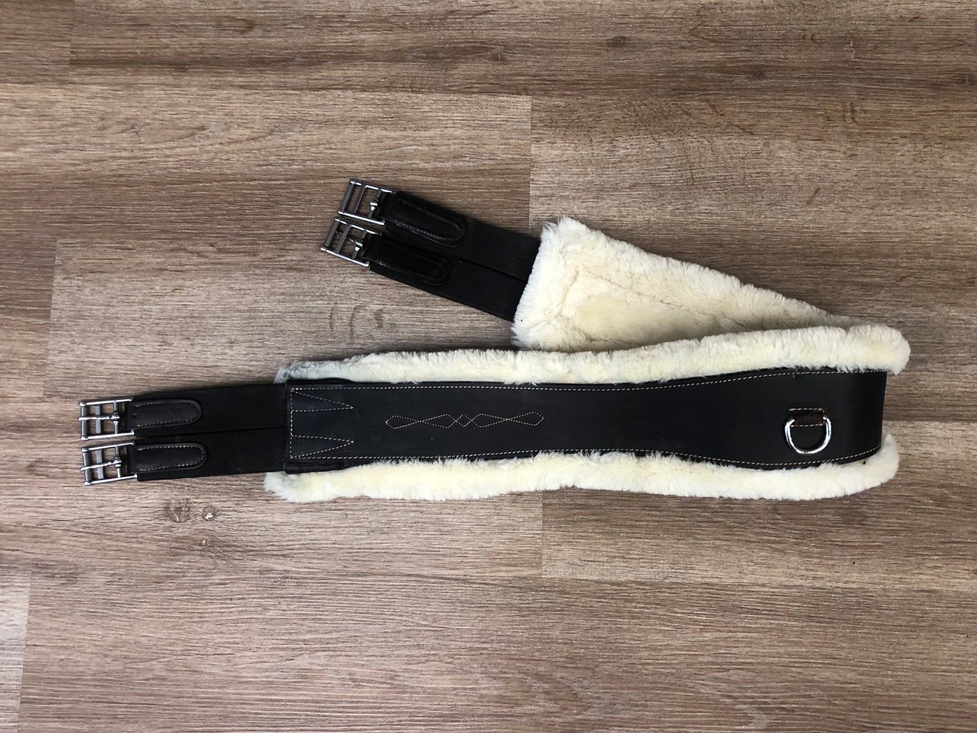 Mondega Fuzzy Leather Girth Dark Brown/Natural - 50”