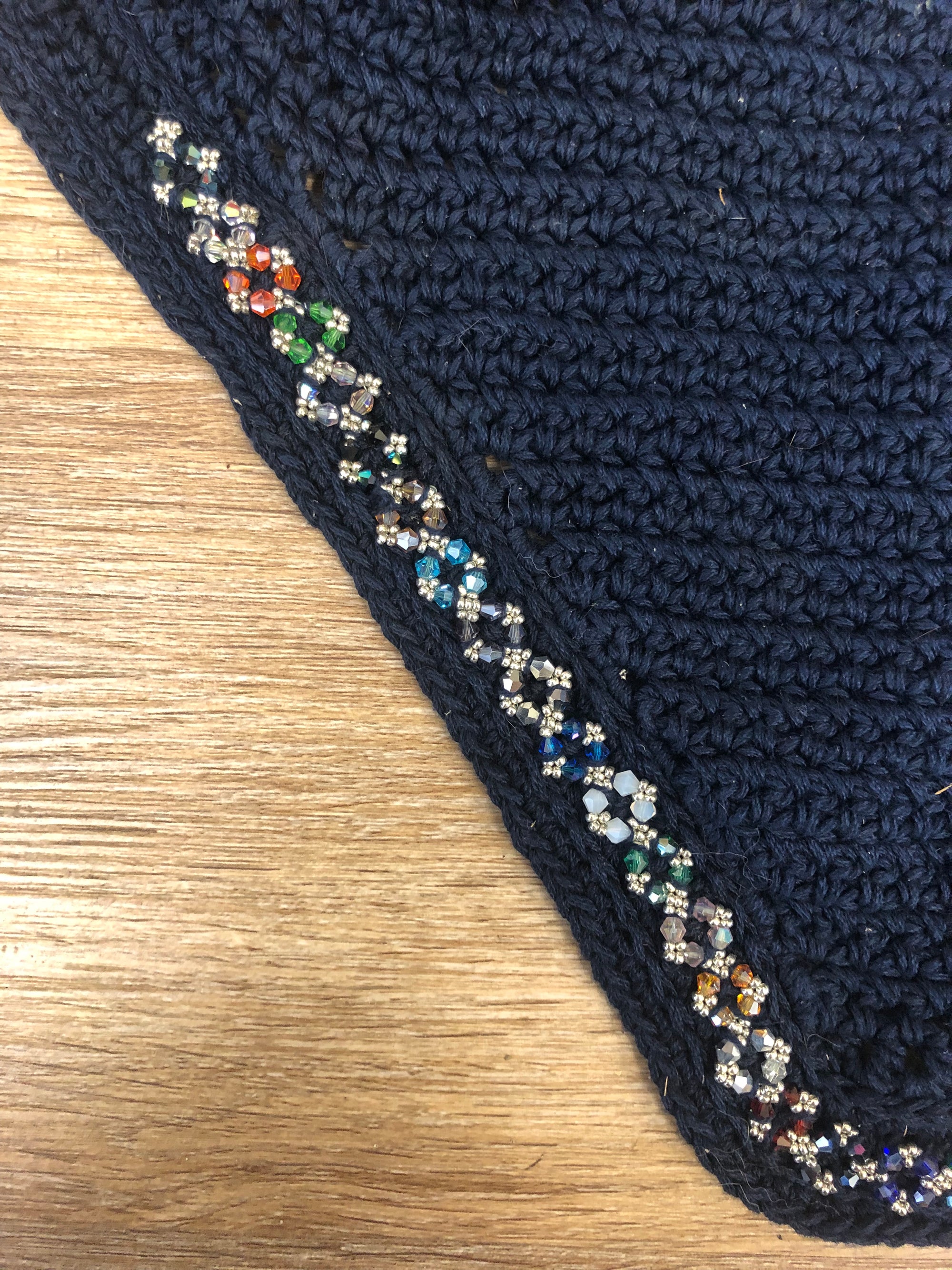 Bonnets By Sandy Navy &amp; Multicolour Crystal Trim Bonnet