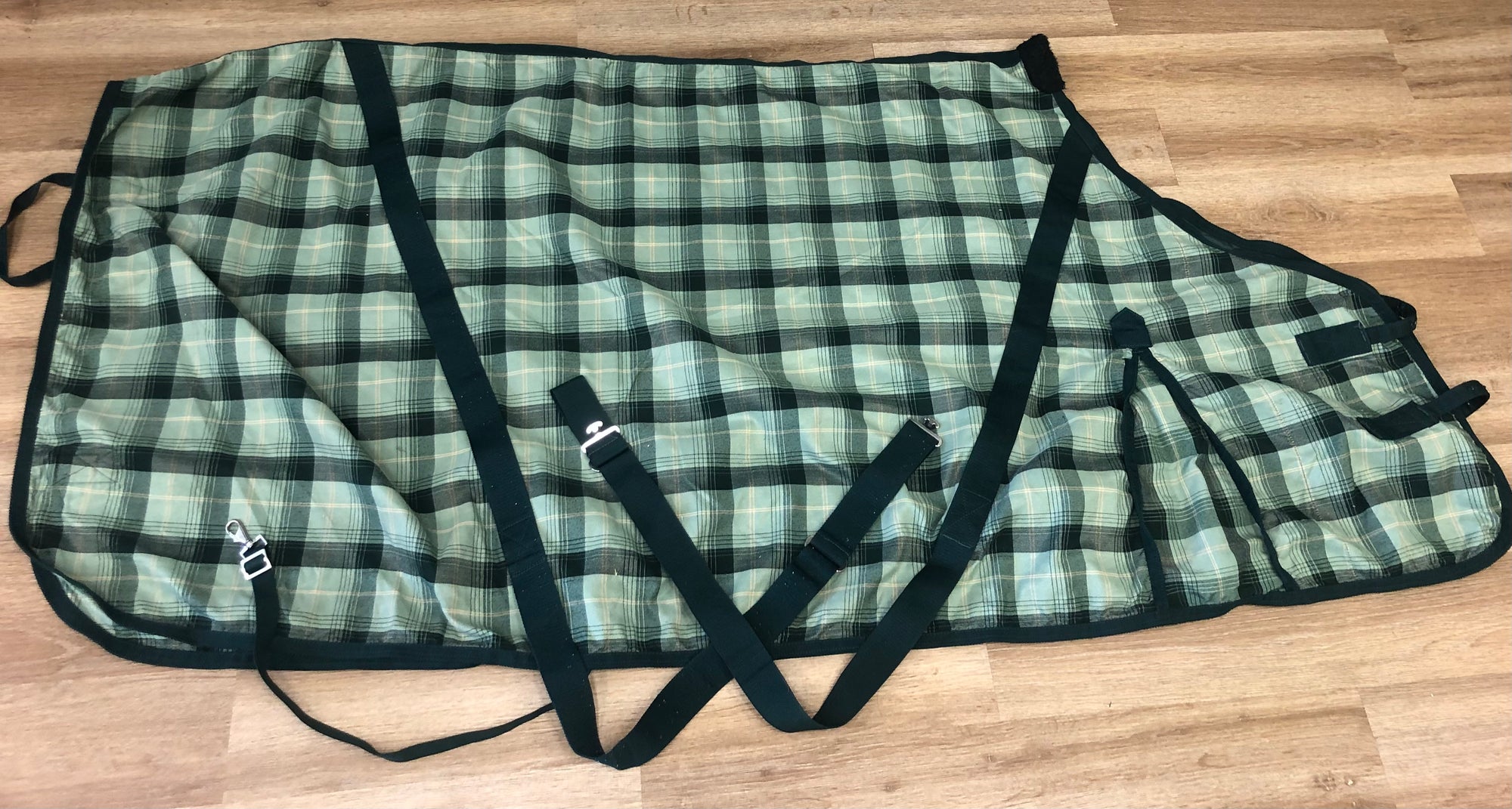 Green Plaid Cotton Stable Sheet - 80”